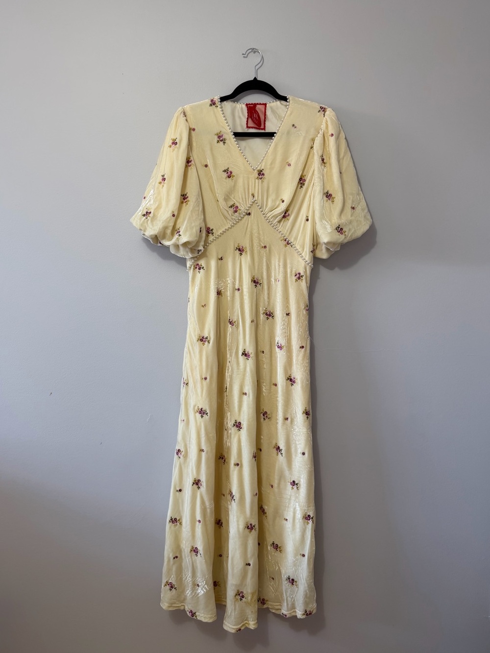 Floral Puff Sleeve Maxi Dress in Cream